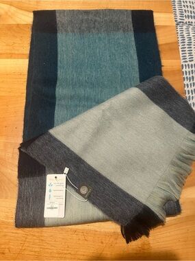 Shupaca Alpaca Blend Wool Plaid Scarf Teal & Gray